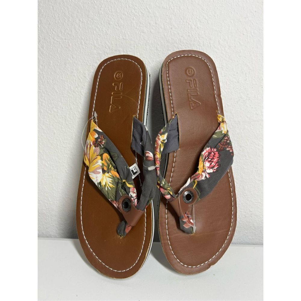 FILA Flip Flops Floral Bohemian Satin NWOT SANDALS Size 41EU/ 9,5 US